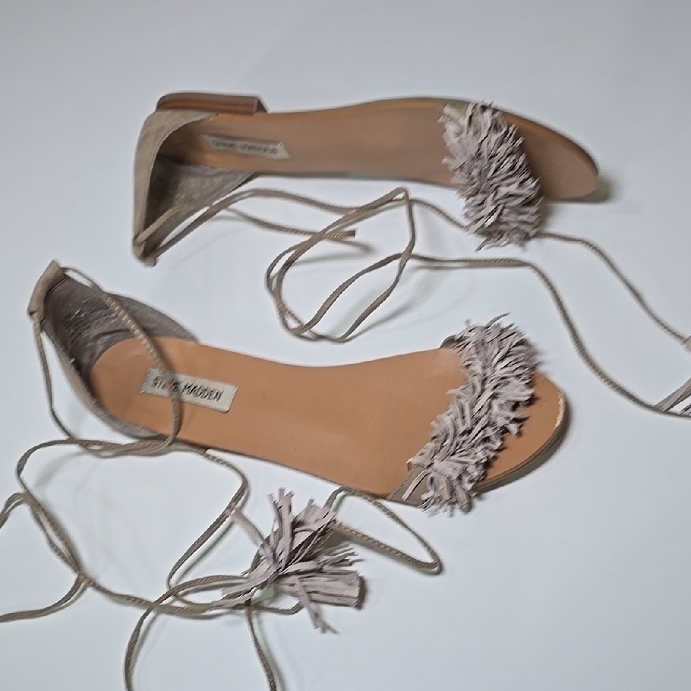 FREE With Purchase STEVE MADDEN Ruffle Frill Lace Up Tie Sandals